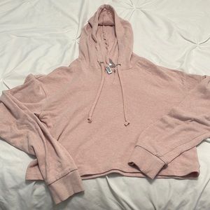 Divided cropped hooded sweatshirt